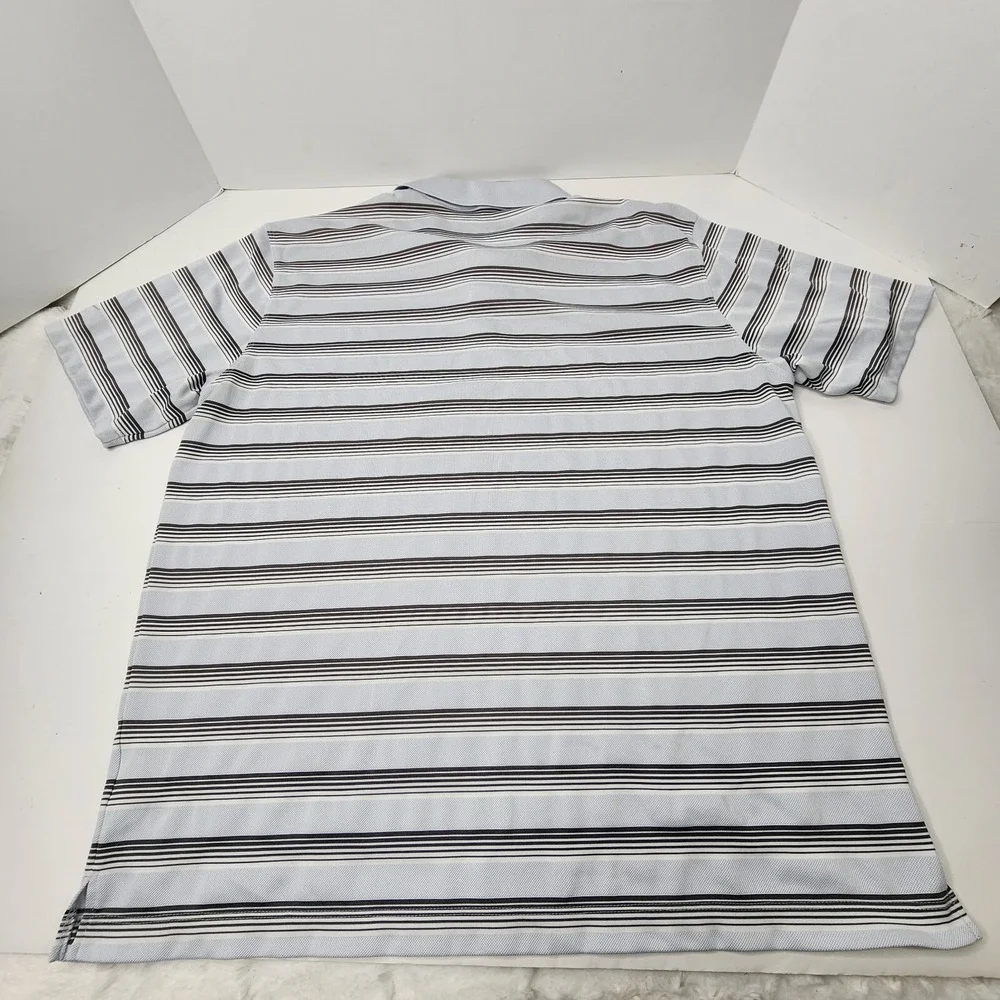 Nike Dri-FiT Standard Golf Polo Shirt Men's Large Striped light Blue Gray
